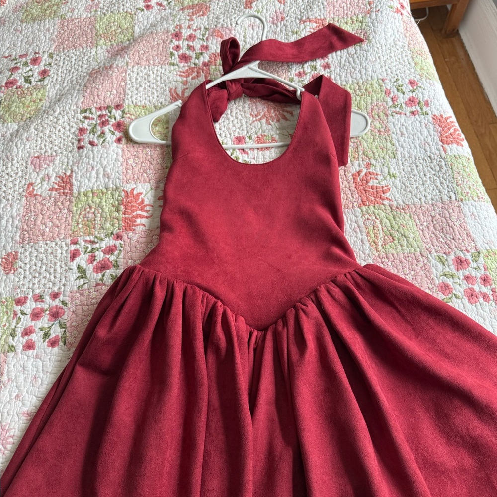 Red Halter Mini Dress - Women's Fashion - Picture 4 of 5